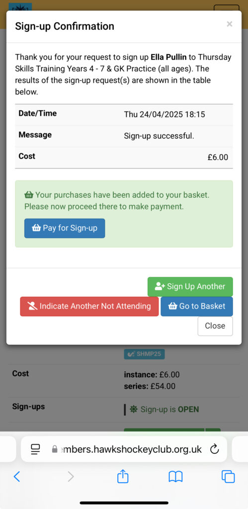 Signup confirmation